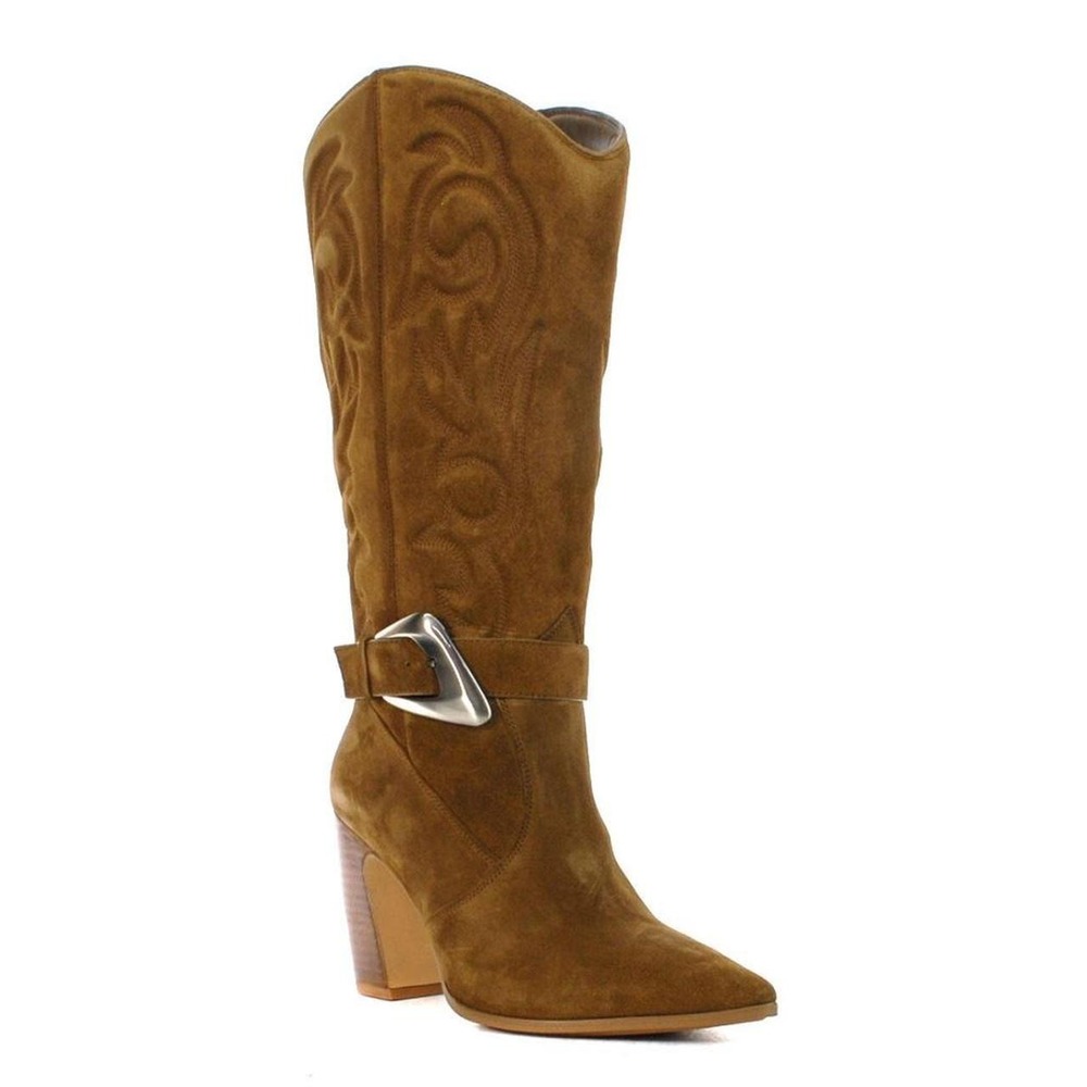 NEW WITHOUT TAG Vince Camuto Brown Suede Western Knee High Buckle Boots 10 - Picture 2 of 5